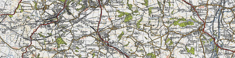 Old map of Coal Aston in 1947