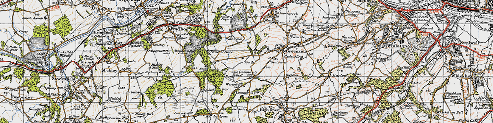 Old map of Bradley Fell in 1947