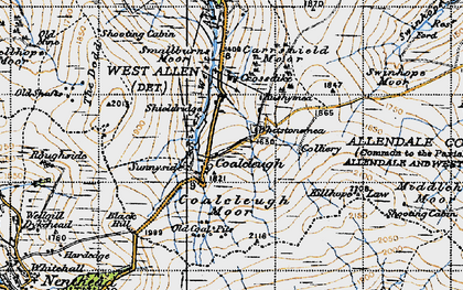 Old map of Allendale Common in 1947