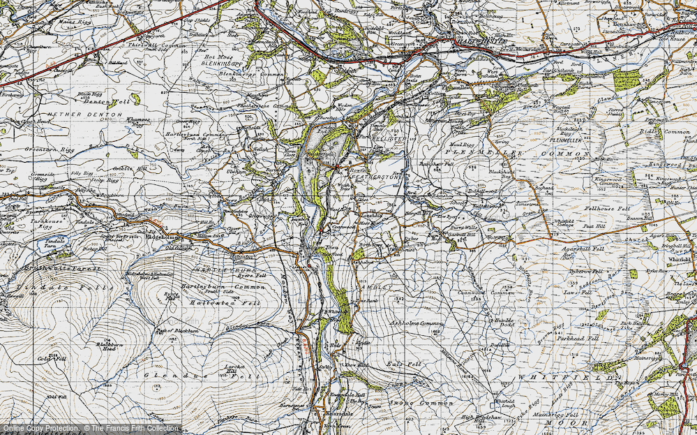 Old Map of Historic Map covering Burn Ho in 1947
