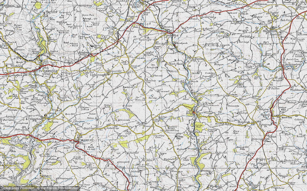Old Map of Historic Map covering Witchcombe in 1946