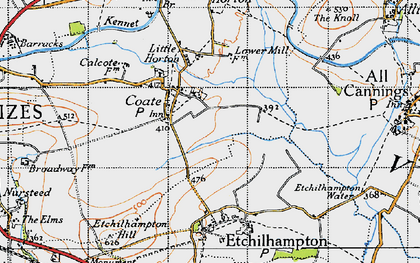 Old map of Coate in 1940