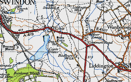 Old map of Coate in 1947