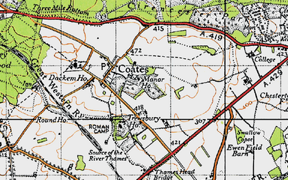 Old map of Bassett Dockem in 1947