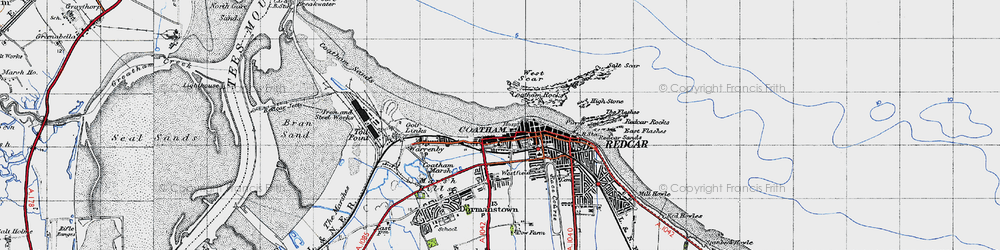 Old map of Coatham in 1947