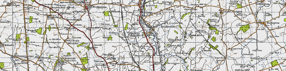 Old map of Coatham Mundeville in 1947