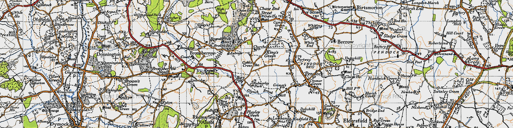 Old map of Cobb's Cross in 1947