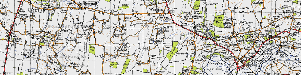 Old map of Cobbler's Green in 1946