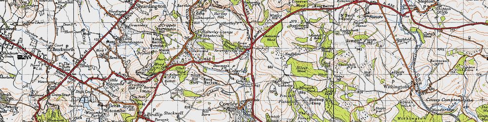 Old map of Coberley in 1946