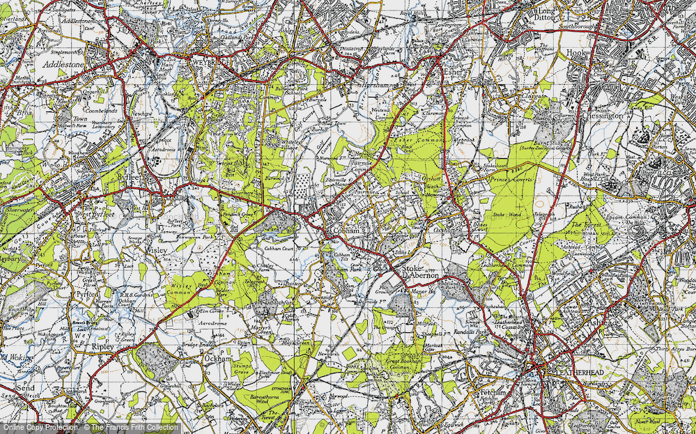 Old Map of Cobham, 1945 in 1945