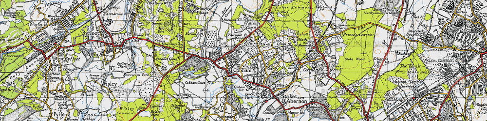Old map of Cobham in 1945