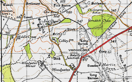Old map of Vernditch Chase in 1940