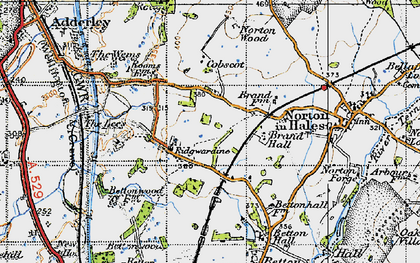 Old map of Betton Wood in 1947