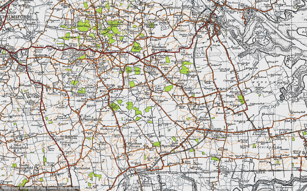 Old Map of Cock Clarks, 1945 in 1945