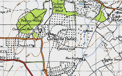 Old map of Cockayne Hatley in 1946