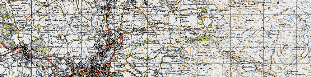 Old map of Thursden Brook in 1947