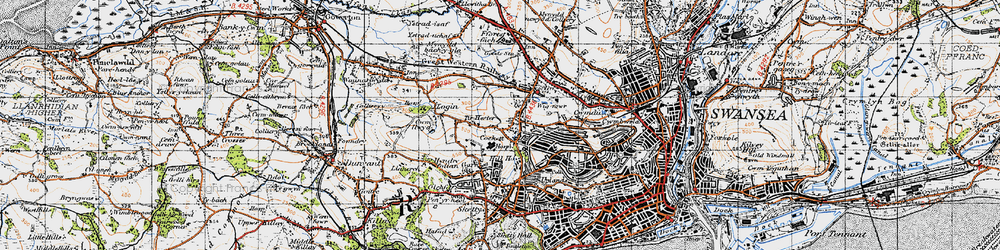Old map of Cockett in 1947