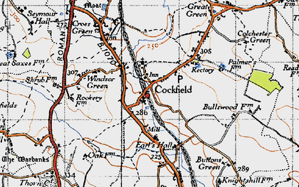 Old map of Cockfield in 1946