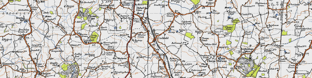 Old map of Cockfield in 1946