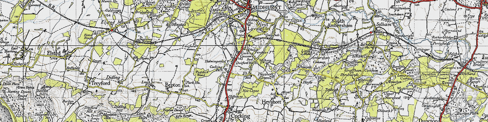 Old map of Cocking Causeway in 1945