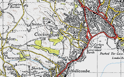 Old map of Cockington in 1946