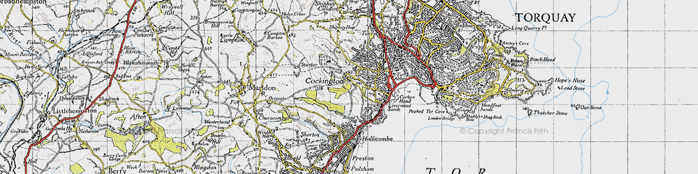 Old map of Cockington in 1946