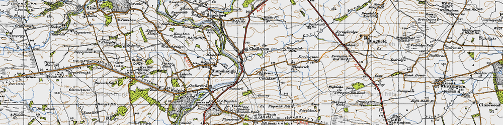 Old map of Cocklaw in 1947