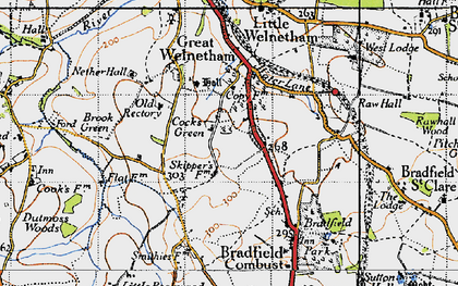 Old map of Cocks Green in 1946