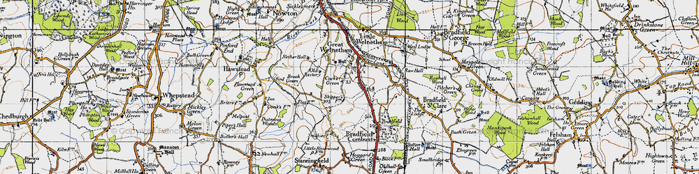 Old map of Cocks Green in 1946