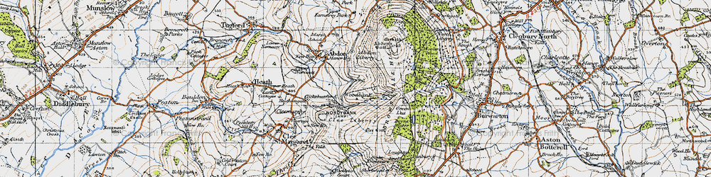 Old map of Brown Clee Hill in 1947