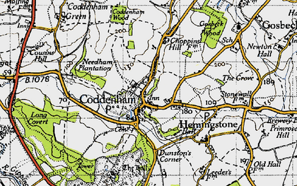 Old map of Coddenham in 1946