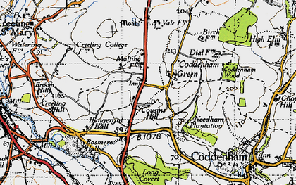 Old map of Coddenham Green in 1946