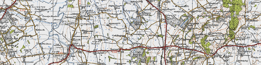 Old map of Coddington in 1947