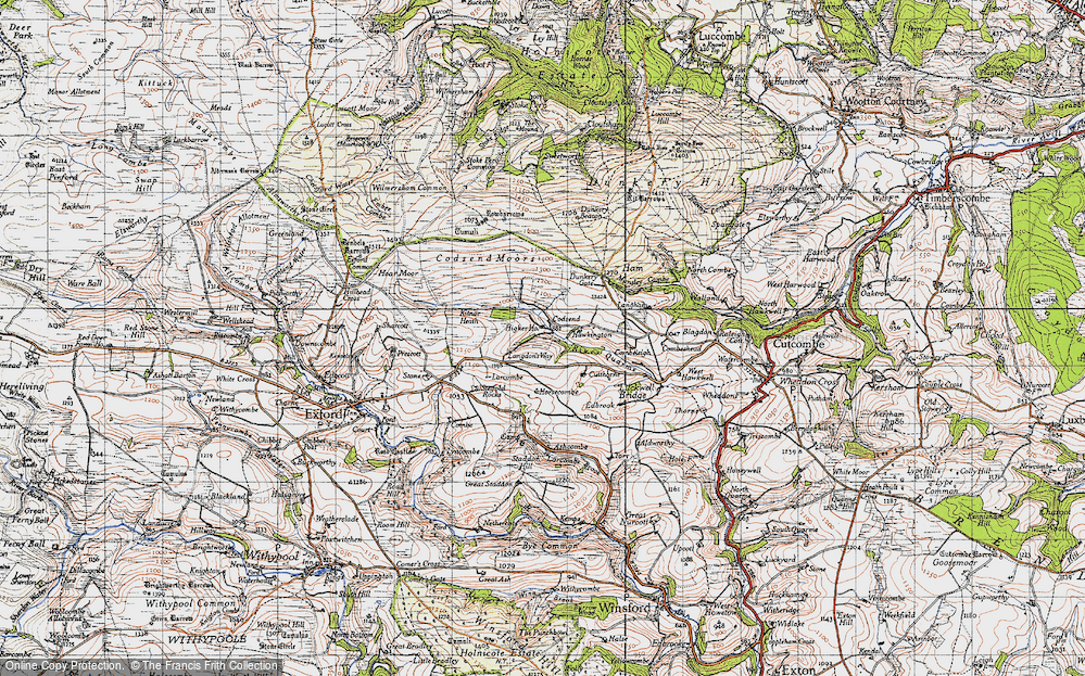 Old Map of Historic Map covering Lang Combe in 1946