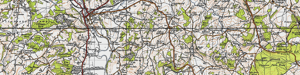 Old map of Coed Cwnwr in 1946