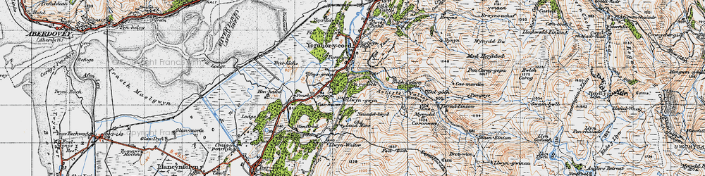 Old map of Ynys Greigiog in 1947