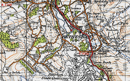 Old map of Bryn Derwent in 1947