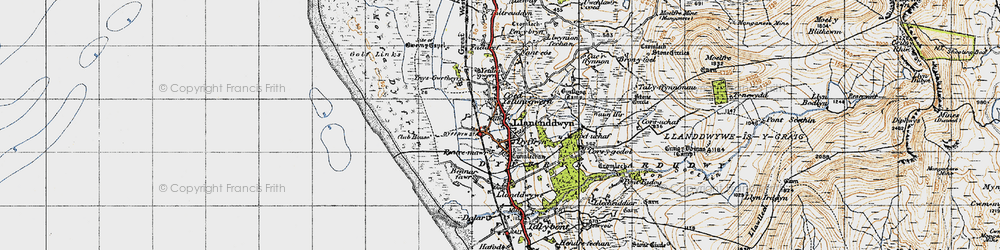 Old map of Coed Ystumgwern in 1947