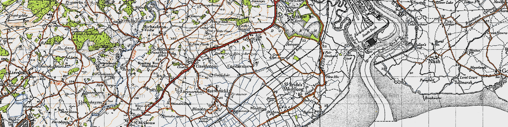 Old map of Coedkernew in 1947