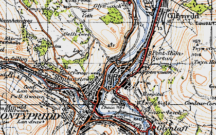 Old map of Coedpenmaen in 1947