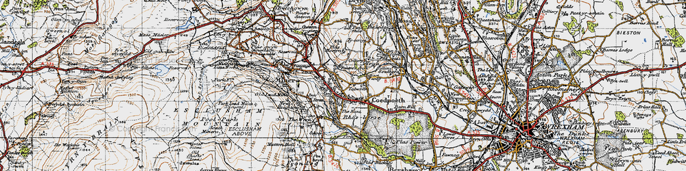 Old map of Coedpoeth in 1947