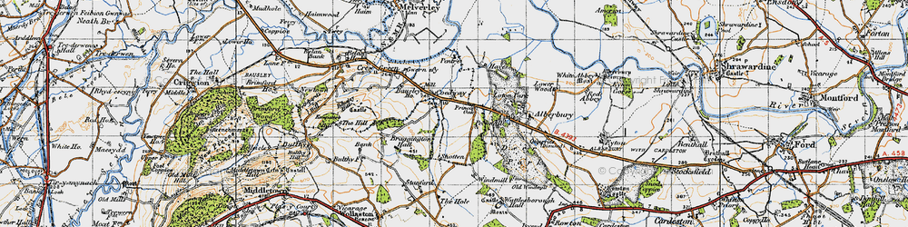 Old map of Alberbury Castle in 1947