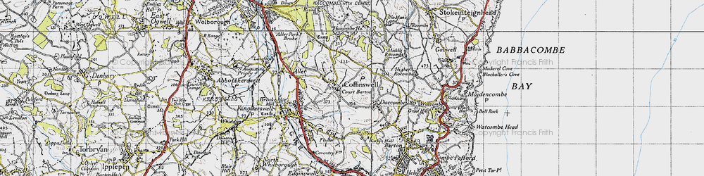 Old map of Coffinswell in 1946