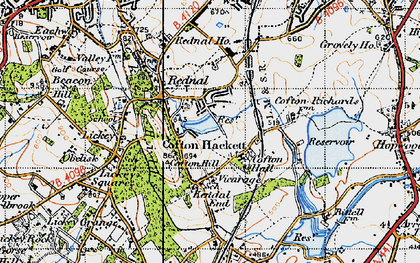 Old map of Cofton Hackett in 1947