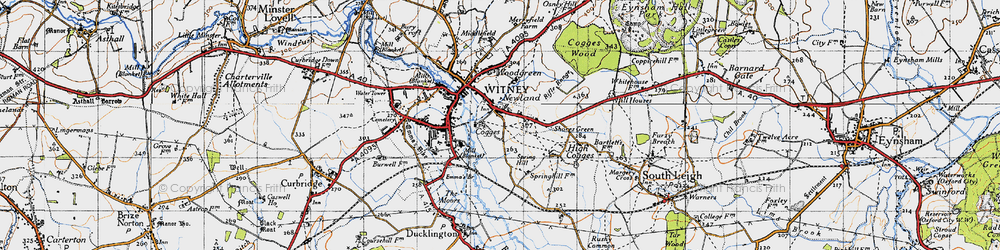 Old map of Cogges in 1946