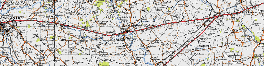 Old map of Coggeshall in 1945