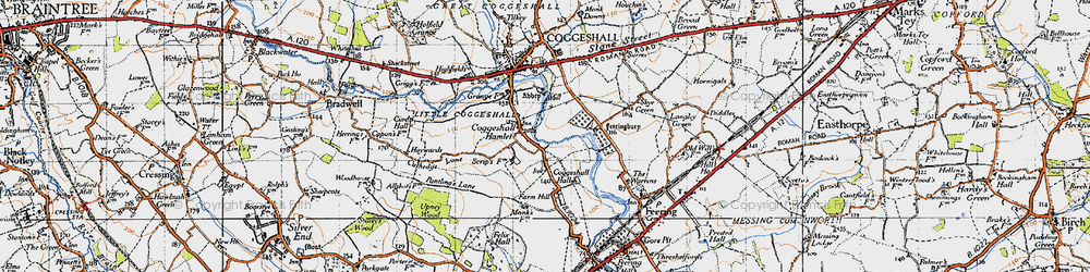 Old map of Coggeshall Hamlet in 1945