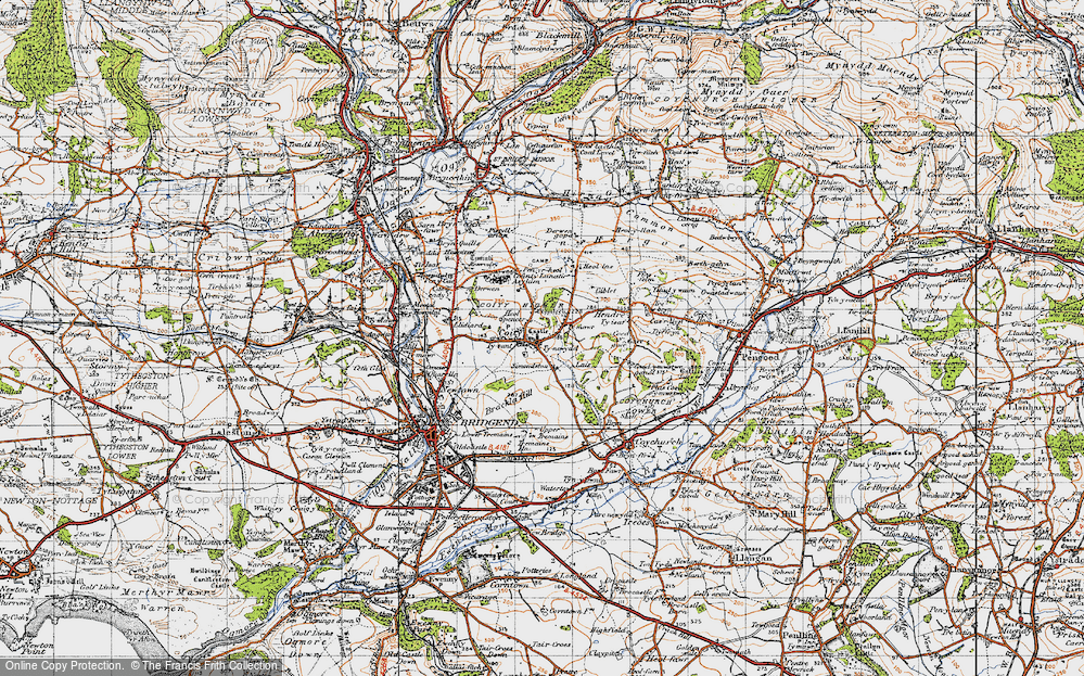 Old Map of Historic Map covering Brackla Hill in 1947