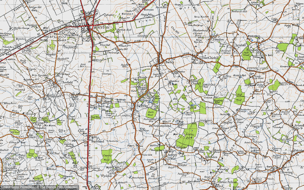 Old Map of Historic Map covering Barkway Hill in 1946