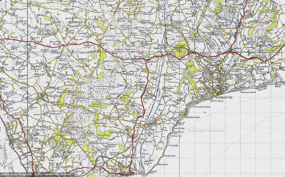 Old Map of Historic Map covering Bicton College of Agriculture in 1946